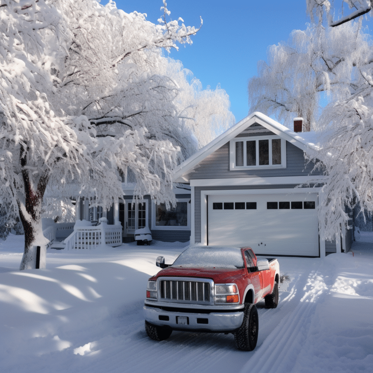 ika b house with a brand new garage door snow day cool wind tru 4ffcb5e2 343b 45ca af19 6c5bf1c5c849