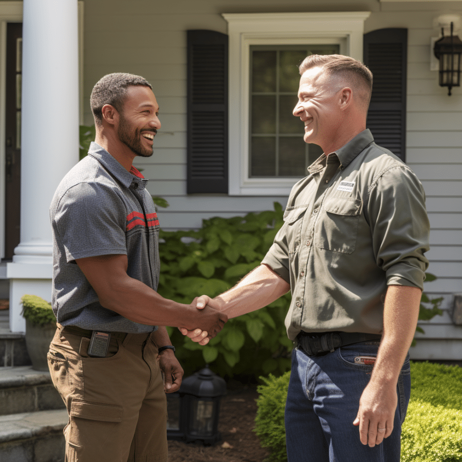 ika b technician handshaking with a man in front of a house smi 472e4e97 a49c 45cb 9c46 de1648a44561