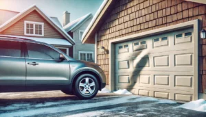 Garage door hit by car