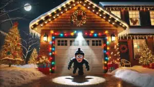 holiday break in garage door