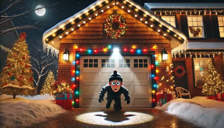 holiday break in garage door
